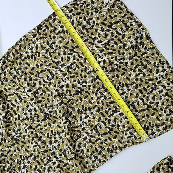 Topshop Long Sleeve Button Up Blouse Abstract  Animal Print Mustard Black US 10 - Picture 12 of 15
